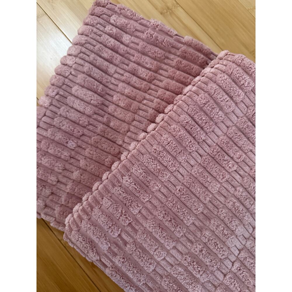 Set 2 Euro Shams Rose Blush Pink Corduroy Super Soft 24 x 24 jumbo Pillow Covers